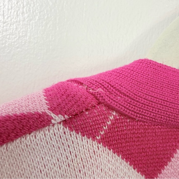 Y2K Pink Argyle Cropped Women's Sweater Set size Medium. Quarter length sleeves. - Picture 16 of 16
